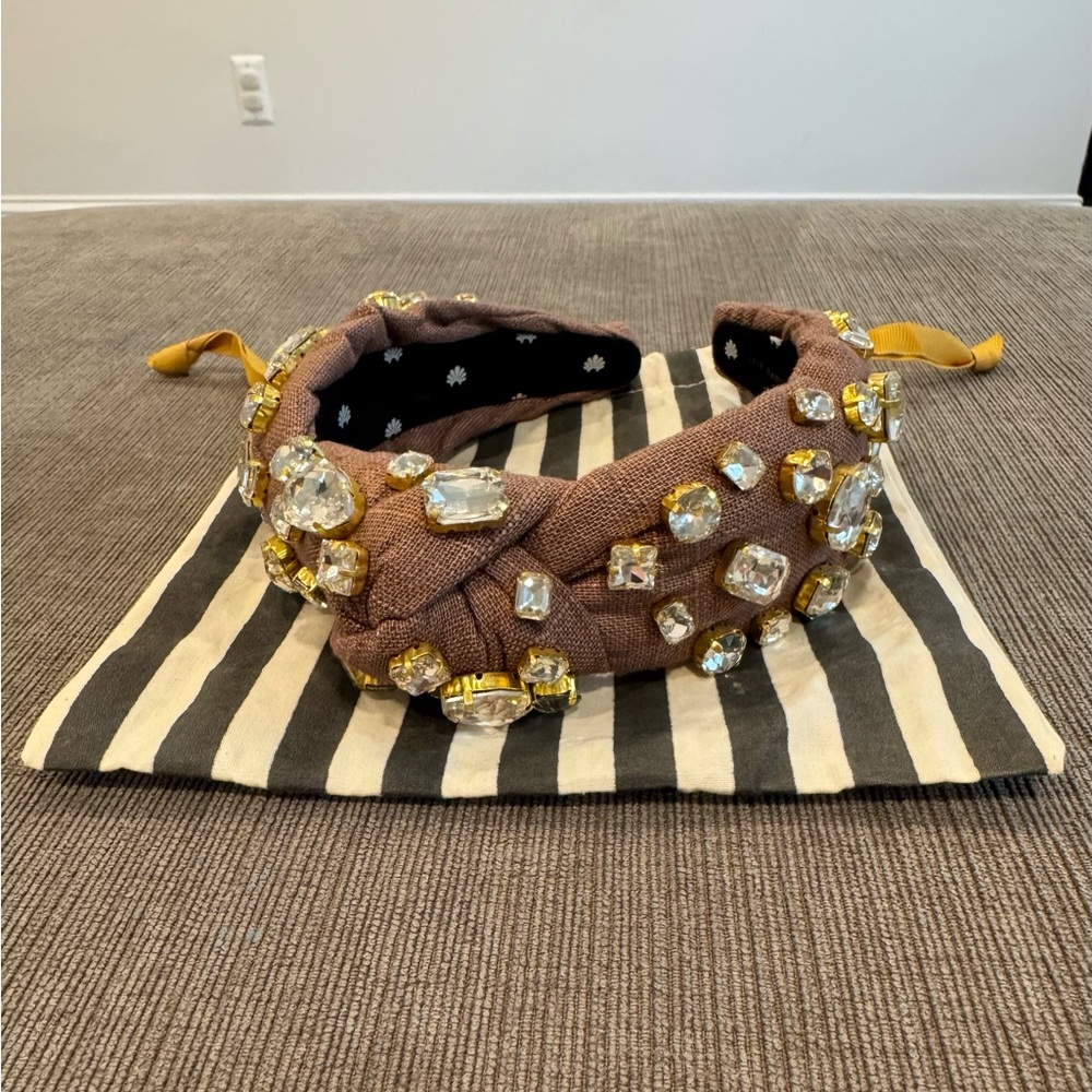 Lele Sadoughi Crystal Embellished Brown Headband